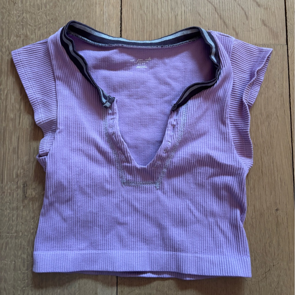 UO out from under for gold ribbed tshirt in purple